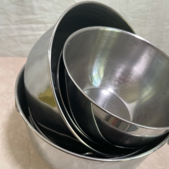 Farberware Kitchen Vtg Farberware Stainless Steel Mixing Bowls Set Of 5 Double Ring Handles